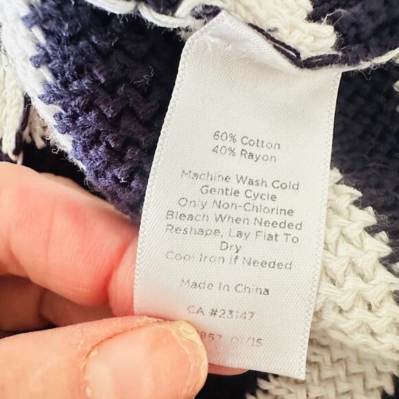 Talbots Blue White Stripe Cotton Blend Hoodie Pocket Size Large Preppy Nautical - Picture 6 of 8